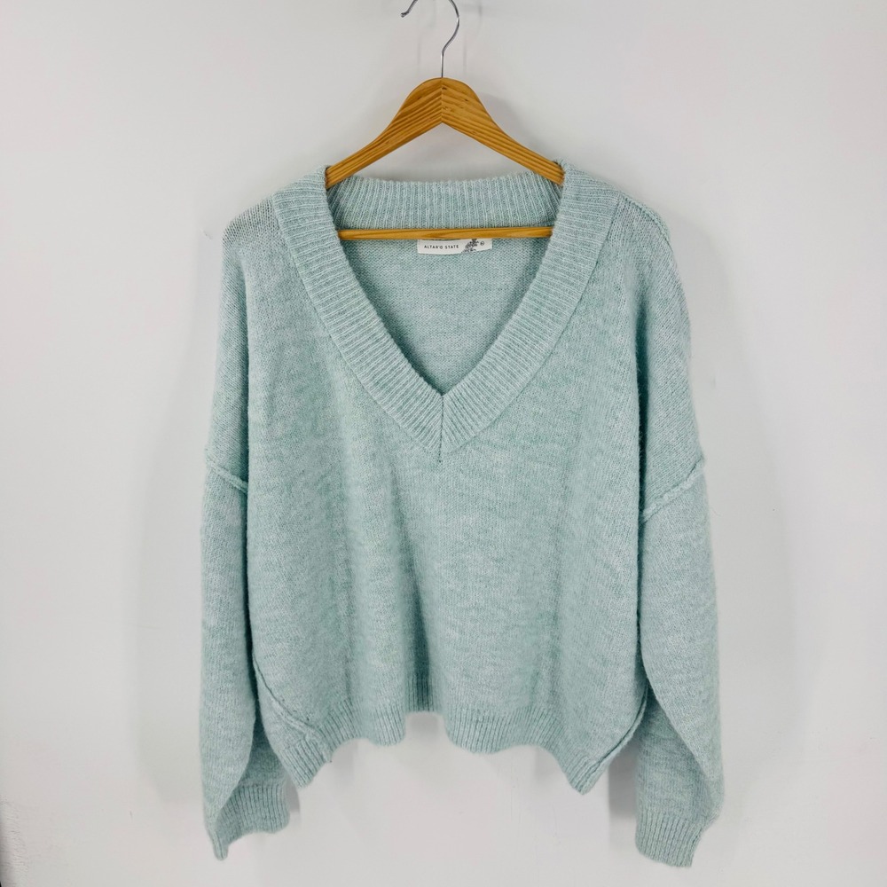 Altar'd State Sweater Mint Green Size XL NWT Oversized Soft Knit Wool Blend